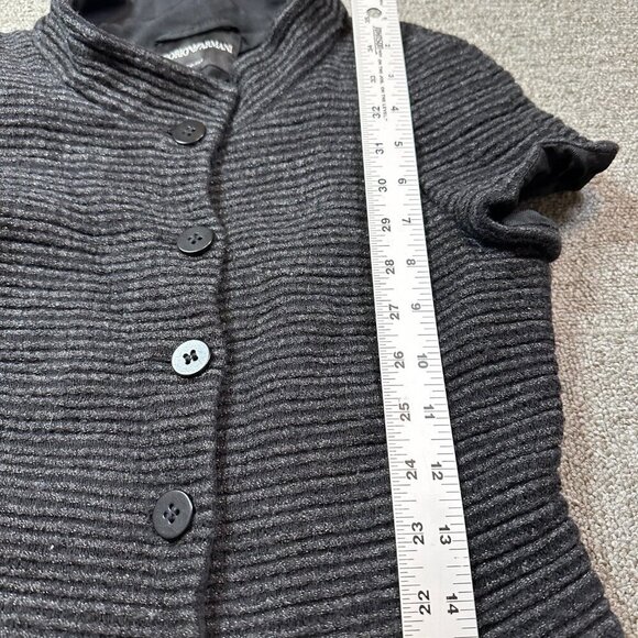 Vintage Emporio Armani Mini Short Sleeve Jacket Grey Ribbed Est Size X-Small - Picture 4 of 8